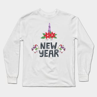 New Year Unicorns - Flowers Long Sleeve T-Shirt